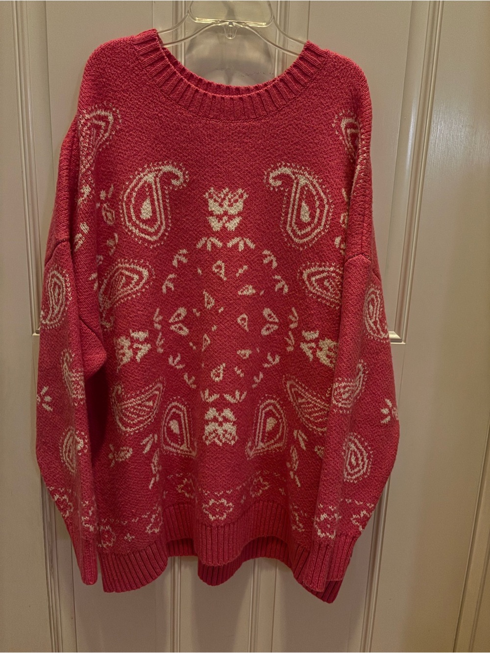 American Eagle Outfitters Bandana Pink Paisley Crewneck Sweater